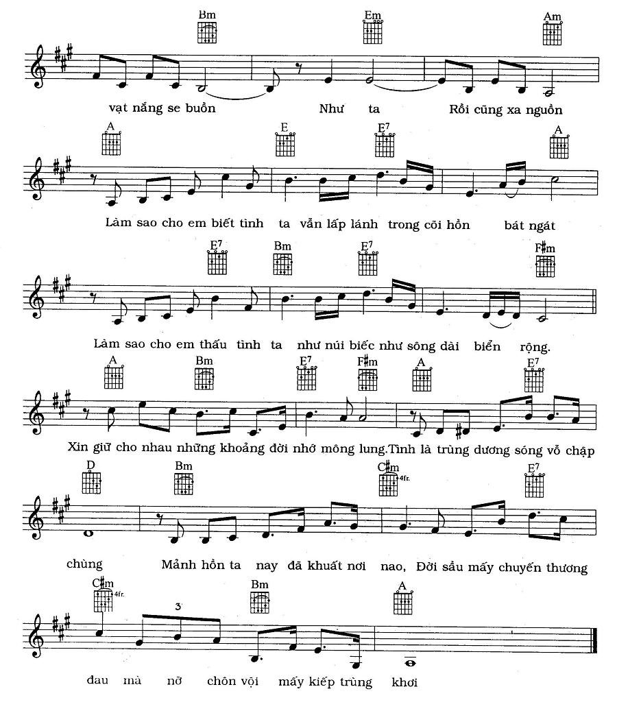 Sheet nhạc Qua Vùng Biển Nhớ 2